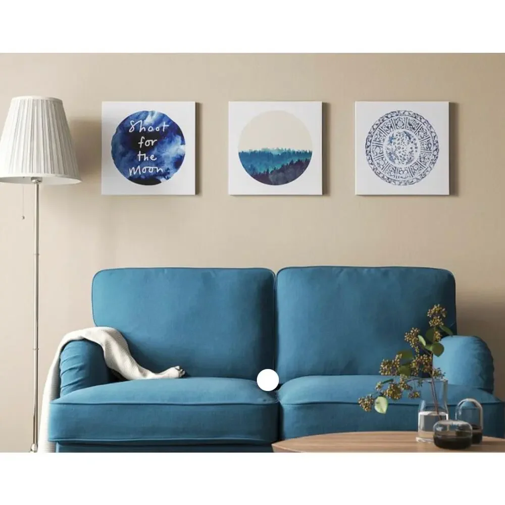 Ikea Canvas Wall Art Blue Moon 3pc Shoot For The Moon White Decor Trio 16
